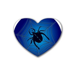 Spider On Web Rubber Coaster (heart)  by Amaryn4rt