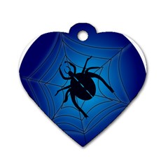 Spider On Web Dog Tag Heart (two Sides) by Amaryn4rt