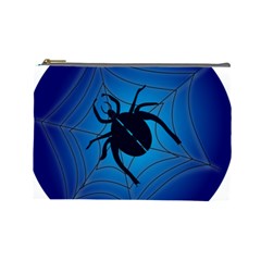 Spider On Web Cosmetic Bag (large)  by Amaryn4rt