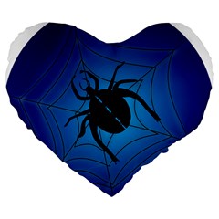 Spider On Web Large 19  Premium Flano Heart Shape Cushions by Amaryn4rt