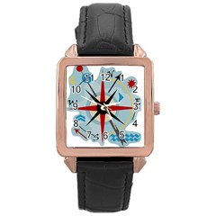 Navigation Rose Gold Leather Watch  by Valentinaart