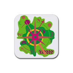 Green Navigation Rubber Coaster (square)  by Valentinaart