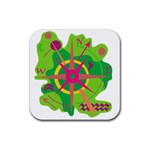 Green navigation Rubber Coaster (Square)  Front