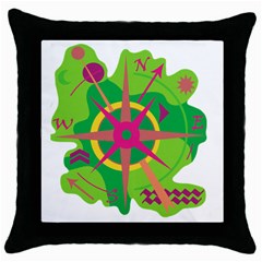 Green Navigation Throw Pillow Case (black) by Valentinaart