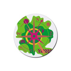 Green Navigation Rubber Coaster (round)  by Valentinaart