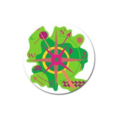 Green Navigation Magnet 3  (round) by Valentinaart