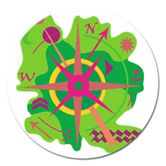 Green Navigation Magnet 5  (round) by Valentinaart