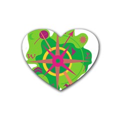 Green Navigation Rubber Coaster (heart)  by Valentinaart