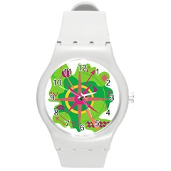 Green Navigation Round Plastic Sport Watch (m) by Valentinaart