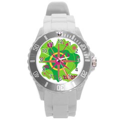 Green Navigation Round Plastic Sport Watch (l) by Valentinaart