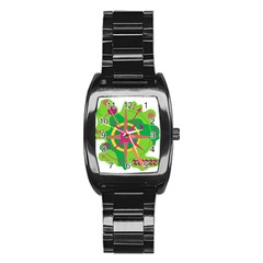 Green Navigation Stainless Steel Barrel Watch by Valentinaart