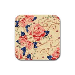 Beautiful Pink Roses Rubber Coaster (square)  by Brittlevirginclothing