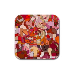 Abstract Abstraction Pattern Moder Rubber Square Coaster (4 Pack)  by Amaryn4rt