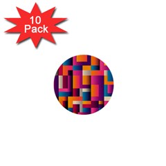 Abstract Background Geometry Blocks 1  Mini Buttons (10 Pack)  by Amaryn4rt