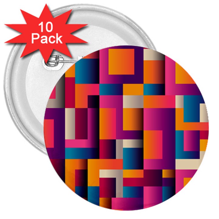 Abstract Background Geometry Blocks 3  Buttons (10 pack) 