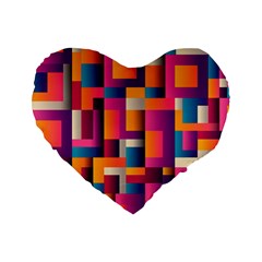 Abstract Background Geometry Blocks Standard 16  Premium Heart Shape Cushions by Amaryn4rt