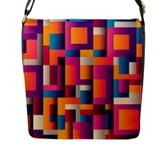 Abstract Background Geometry Blocks Flap Messenger Bag (l)  by Amaryn4rt