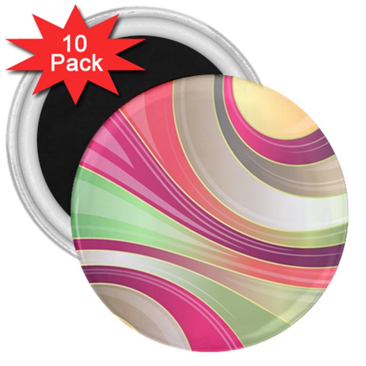 Abstract Colorful Background Wavy 3  Magnets (10 pack) 