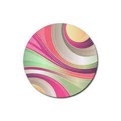 Abstract Colorful Background Wavy Rubber Round Coaster (4 Pack)  by Amaryn4rt