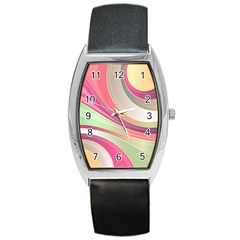 Abstract Colorful Background Wavy Barrel Style Metal Watch by Amaryn4rt