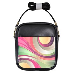 Abstract Colorful Background Wavy Girls Sling Bags