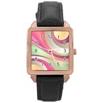 Abstract Colorful Background Wavy Rose Gold Leather Watch  Front