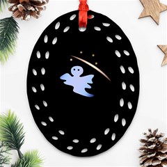 Ghost Night Night Sky Small Sweet Ornament (oval Filigree)  by Amaryn4rt