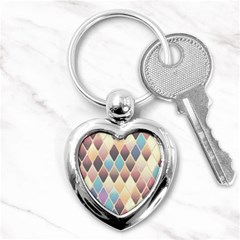 Abstract Colorful Background Tile Key Chains (heart)  by Amaryn4rt