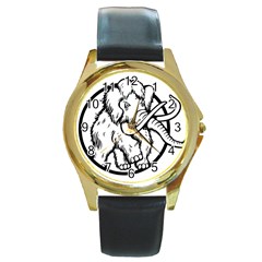 Mammoth Elephant Strong Round Gold Metal Watch by Amaryn4rt