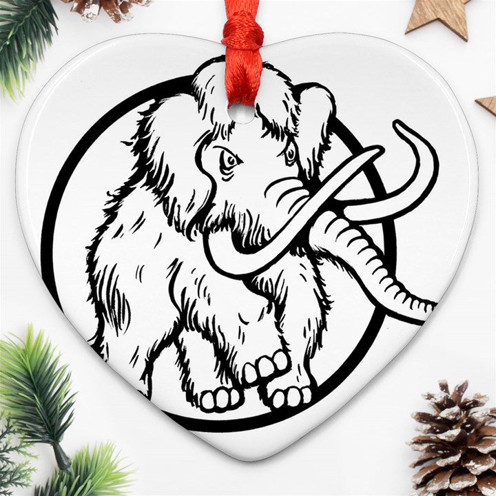 Mammoth Elephant Strong Heart Ornament (2 Sides)