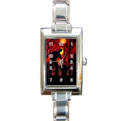 Horror Zombie Ghosts Creepy Rectangle Italian Charm Watch by Amaryn4rt