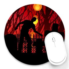 Horror Zombie Ghosts Creepy Round Mousepads by Amaryn4rt