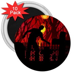 Horror Zombie Ghosts Creepy 3  Magnets (10 Pack)  by Amaryn4rt