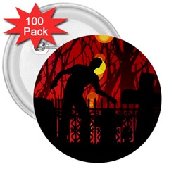 Horror Zombie Ghosts Creepy 3  Buttons (100 Pack)  by Amaryn4rt