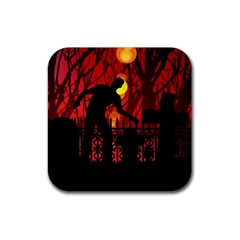 Horror Zombie Ghosts Creepy Rubber Coaster (square) 