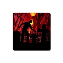 Horror Zombie Ghosts Creepy Square Magnet by Amaryn4rt