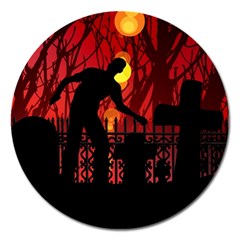 Horror Zombie Ghosts Creepy Magnet 5  (round)