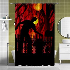 Horror Zombie Ghosts Creepy Shower Curtain 48  X 72  (small) 