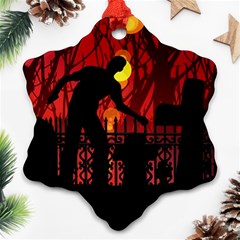 Horror Zombie Ghosts Creepy Snowflake Ornament (2-side) by Amaryn4rt