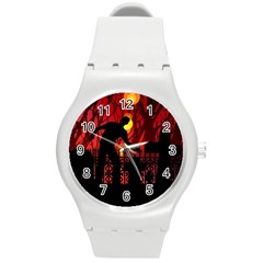 Horror Zombie Ghosts Creepy Round Plastic Sport Watch (m)