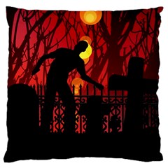 Horror Zombie Ghosts Creepy Large Flano Cushion Case (one Side) by Amaryn4rt