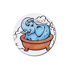 Elephant Bad Shower Rubber Round Coaster (4 Pack)  by Amaryn4rt