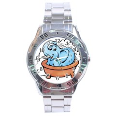 Elephant Bad Shower Stainless Steel Analogue Watch by Amaryn4rt