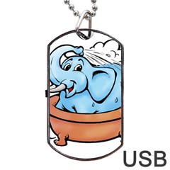 Elephant Bad Shower Dog Tag Usb Flash (one Side) by Amaryn4rt