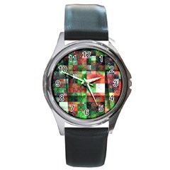 Paper Background Color Graphics Round Metal Watch