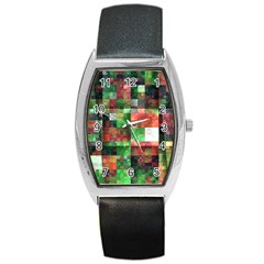 Paper Background Color Graphics Barrel Style Metal Watch