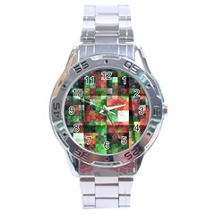 Paper Background Color Graphics Stainless Steel Analogue Watch