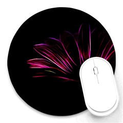 Purple Flower Pattern Design Abstract Background Round Mousepads by Amaryn4rt