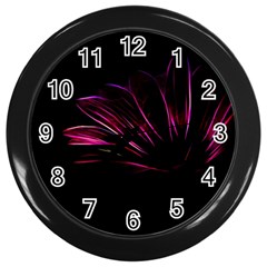 Purple Flower Pattern Design Abstract Background Wall Clocks (black) by Amaryn4rt