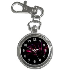 Purple Flower Pattern Design Abstract Background Key Chain Watches by Amaryn4rt